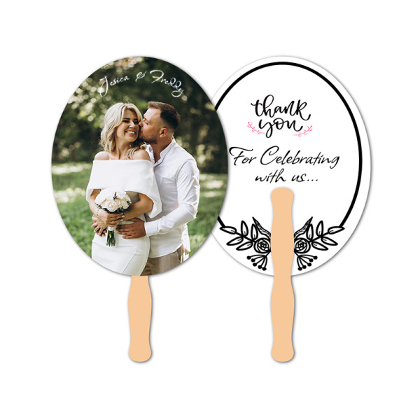 5x5 Inch Personalized Oval Full Color Double Sided Mini Hand Fans - 16 pt 5x5 Inch Personalized Oval Full Color Double Sided Mini Hand Fans - 16 pt