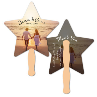 Custom 8x8 Inch Star Shape Full Color Double Sided Hand Fans - 16 pt