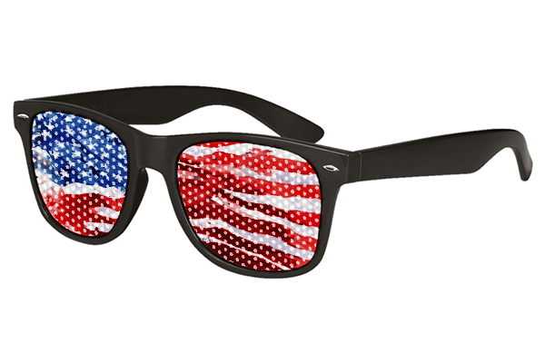 American Flag Lens Imprinted Black Sunglasses 